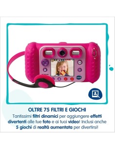 Fotocamera Kidizoom Duo Rosa, Doppia Lente, 5,0 MP Frontali, 2,0 MP Posteriori, 75 Filtri, Display 2,4", Antiurto