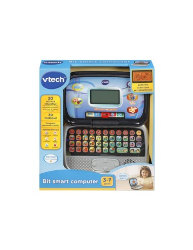 Computer Bit Smart Nero, 20 Attività Educative, Schermo Interattivo, Personalizzabile, Tastiera QWERTY