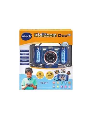 Fotocamera Kidizoom Duo Blu, Doppia Lente, 75+ Filtri, Ampio Display, Funzioni Extra, Resistente