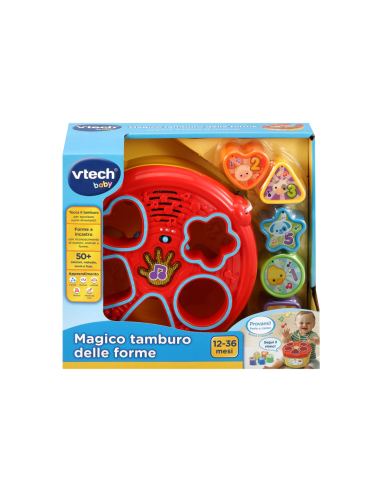 Baby Magico Tamburo delle Forme, Tamburo Interattivo con Blocchi Colorati, Sviluppo Cognitivo e Musicale per Bambini