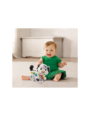 Baby Macchia Canta e Cammina, Cagnolino Interattivo con Suoni e Frasi Divertenti, Guinzaglio Incluso