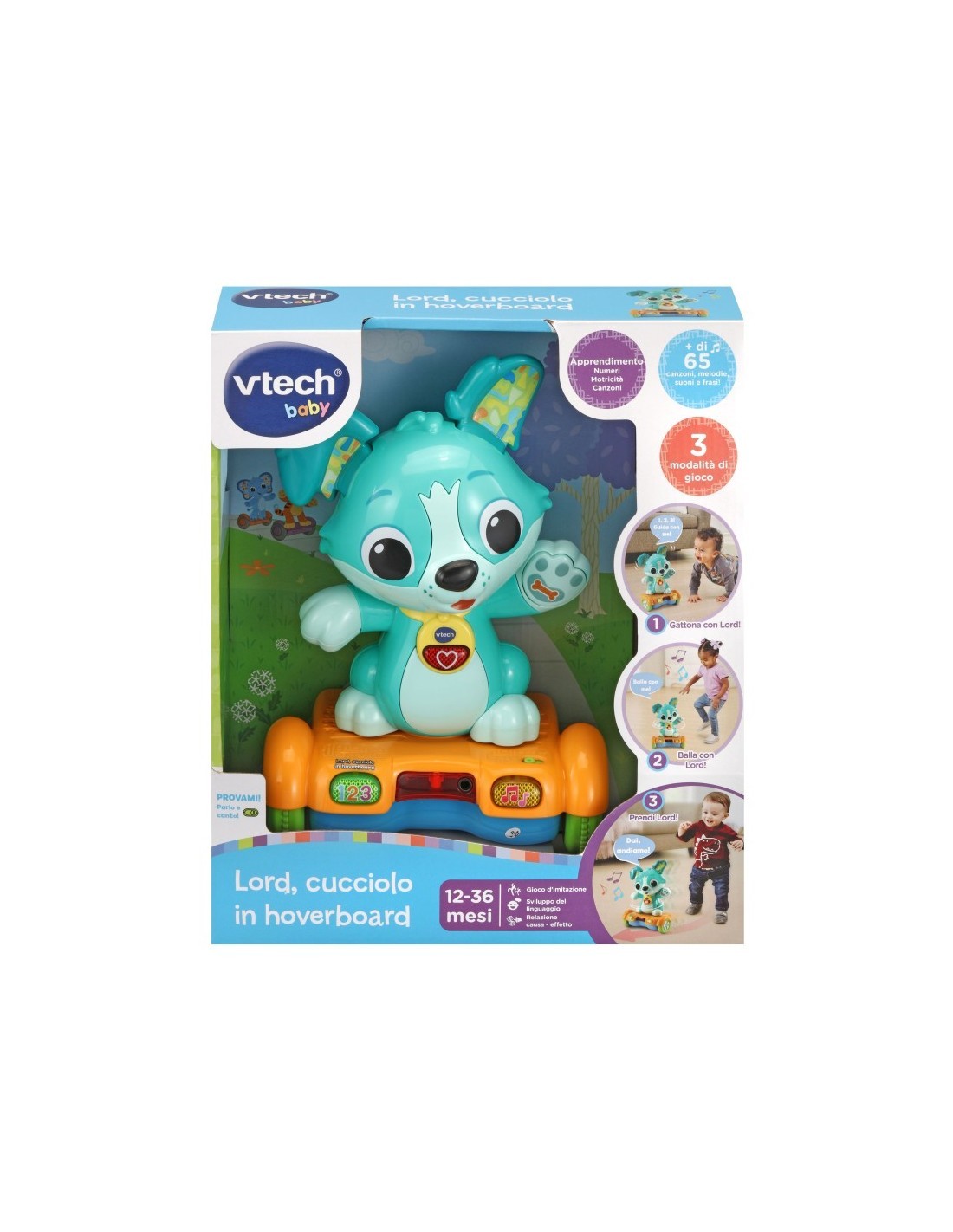 Baby Lord Cucciolo in Hoverboard, Cagnolino Interattivo con Sensori, Giochi Musicali e Educativi, Movimenti Automatici