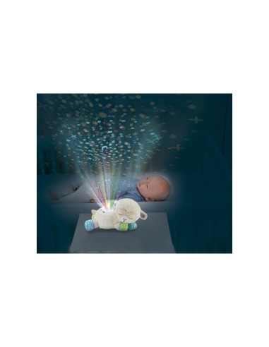 Baby Luce Ninna Nanna Parlante, Giocattolo 3 in 1 con Luce e Proiettore, Melodie e Peluche Morbido