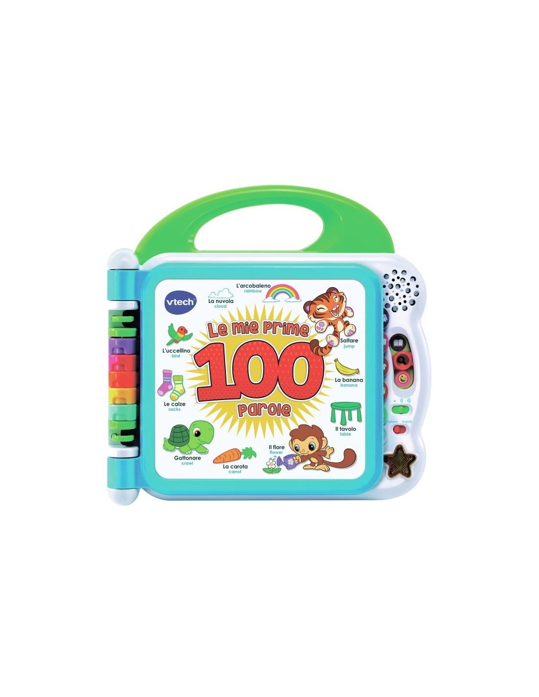 Baby Libro Illustrato Bilingue, 100 Parole, 12 Pagine, Modalità Interattive, Canzoni in Italiano e Inglese, Effetti Sonori