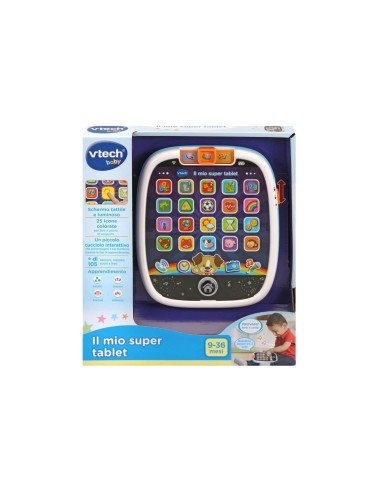 Baby Il Mio Super Tablet, Tablet Educativo per Bambini, 25 Pulsanti Luminosi, Scoperta Numeri, Forme e Animali, Cagnolino Guida
