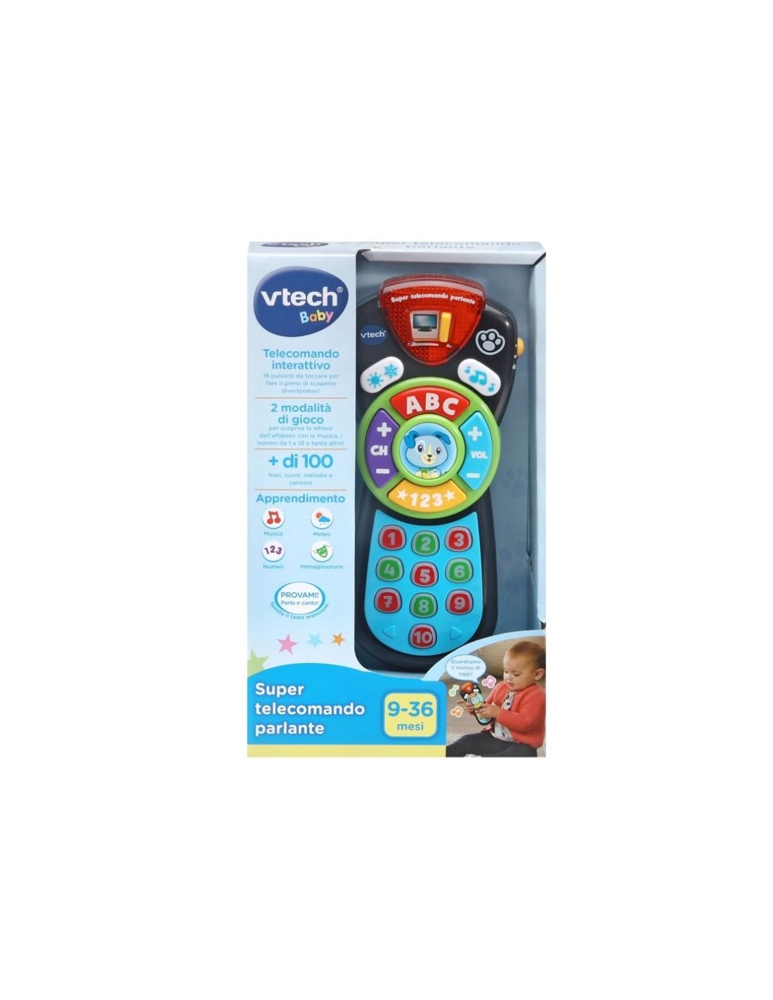 Baby Super Telecomando Parlante, Telecomando Interattivo per Bambini, Cagnolino Scout, Numeri, Alfabeto, Meteo, Musica e Luci