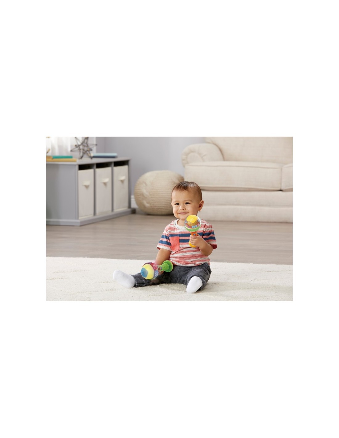 Baby Maracas Luci e Suoni, Strumento Musicale Interattivo, Maracas Educative con 6 Pulsanti e 15 Melodie, Gioco Bilingue