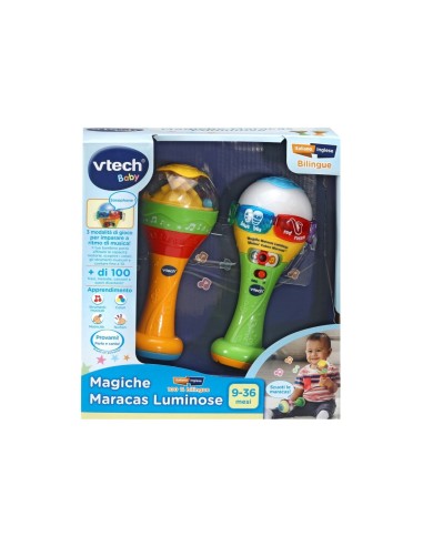 Baby Maracas Luci e Suoni, Strumento Musicale Interattivo, Maracas Educative con 6 Pulsanti e 15 Melodie, Gioco Bilingue