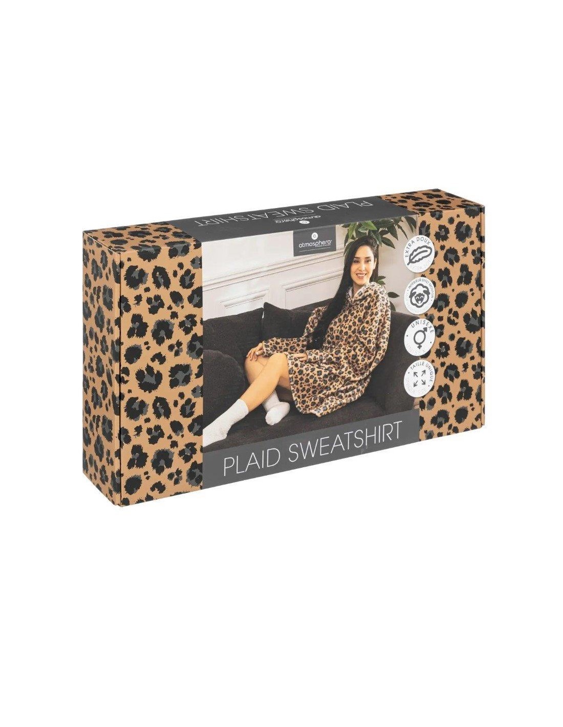 PLAID 181122D FELPA CON CAPPUCCIO LEOPARDATA