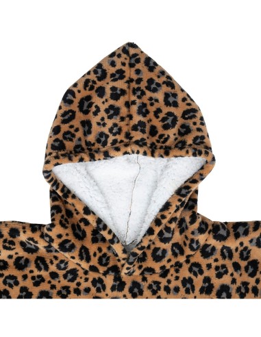 PLAID 181122D FELPA CON CAPPUCCIO LEOPARDATA