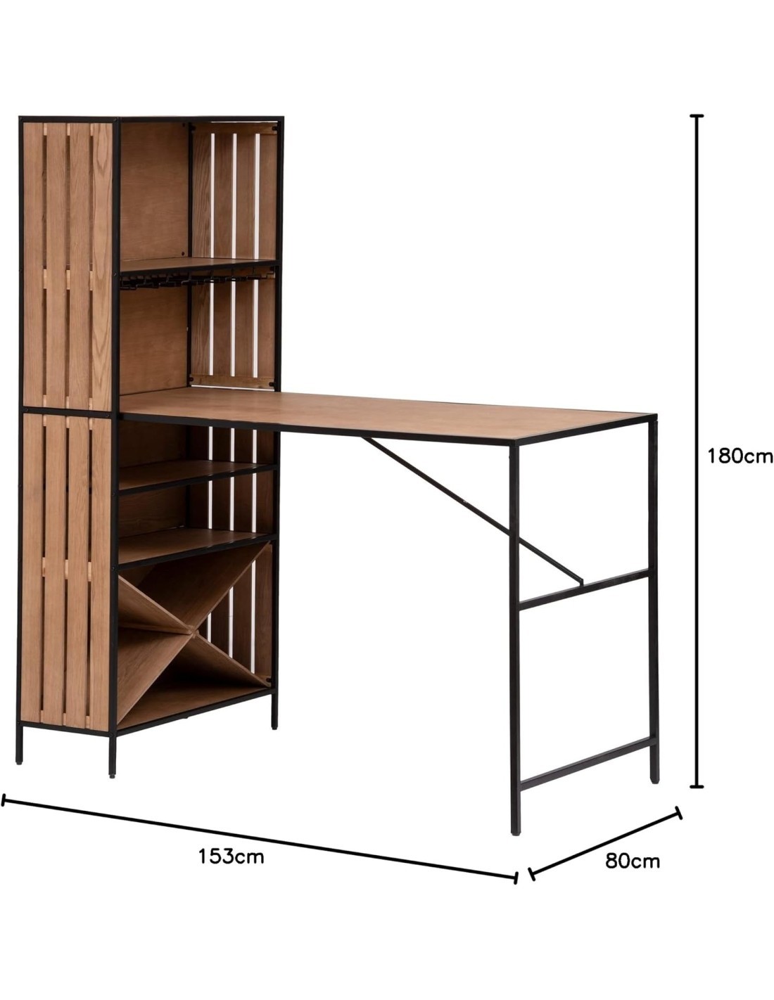 Atmosphera – Tavolo da bar Bakos in legno e metallo 153x80 cm