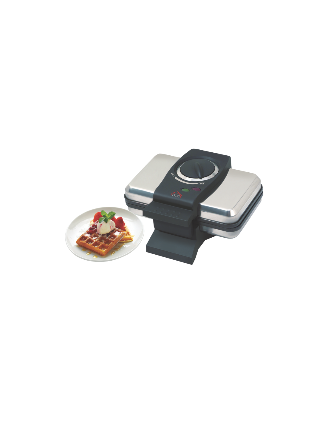 Waffle maker certificazione A13, acciaio inox, termostato regolabile, luce indicazione