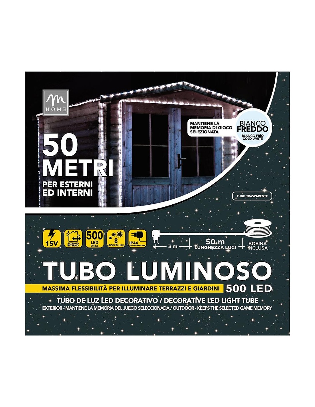 Tubo con 500 LED Colore Bianco da Esterno - La Magia di Natale a casa tua