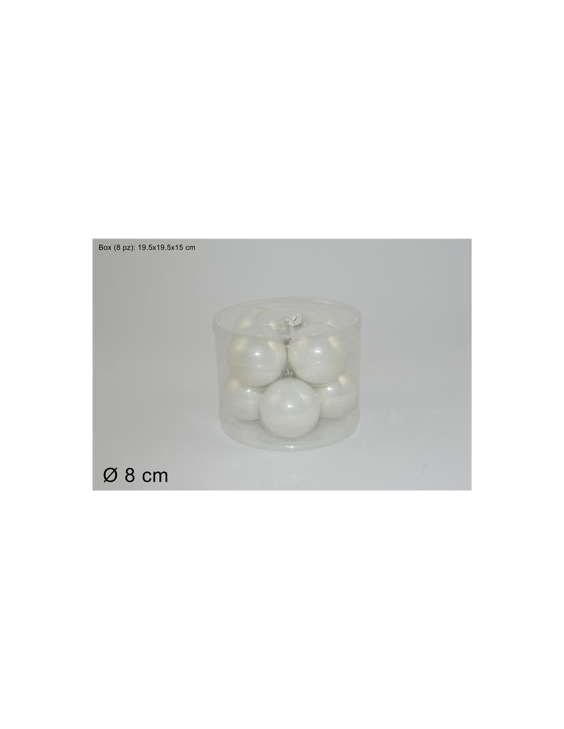 CONF 8 SFERE 59022 VETRO 8CM BIANCO PERL su TreG Ingrosso