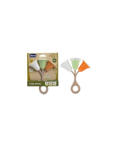 Chicco Sonaglio Tulipano - Gioco Neonato in Plastica Riciclata, Facile da Afferrare e Scuotere, 3-18 Mesi