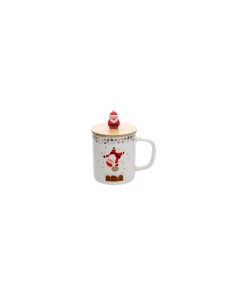 NATALE CHEERY SANTA TAZZA MUG 400CC COPERCHIO BAMBOO