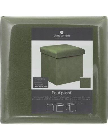 Pouf pieghevole Atmosphera Créateur d'intérieur Lilou 38x38 cm Verde Kaki