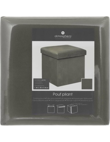 Pouf pieghevole Atmosphera Créateur d'intérieur Lilou 38x38 cm Grigio
