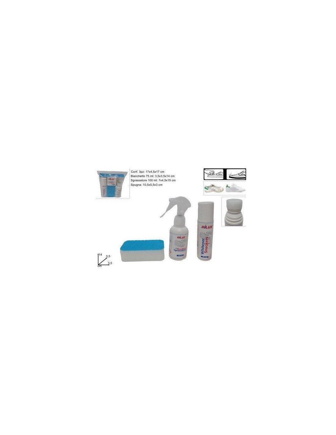 KIT SCARPE 3PZ BIANCHETTO/SPUGNA/SGRASSATORE