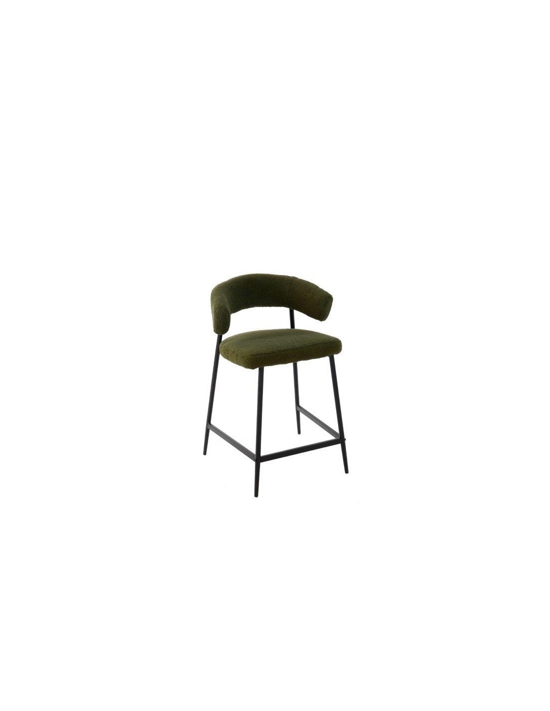 SGABELLO MEGAN BOUCLE VERDE GAMBE NERE