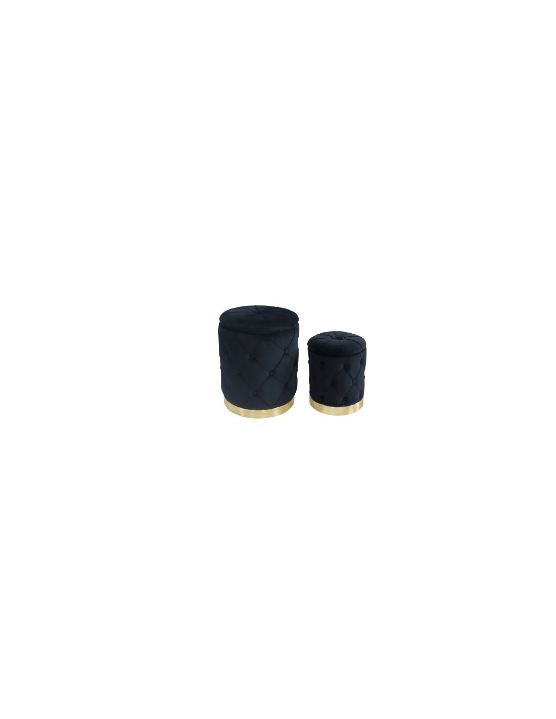 POUF 100358 1 MIS JEREMY VELLUTO NERO BASE METALLO