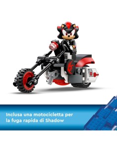 LEGO Sonic the Hedgehog La Fuga di Shadow the Hedgehog 76995, Set Moto Giocattolo con Laboratorio, per Bambini da 8 Anni