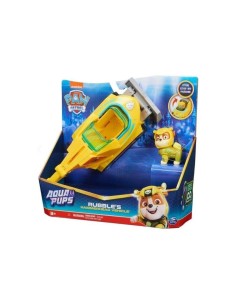 Paw Patrol, veicolo trasformabile Aqua Pups di Rubble, personaggio Rubble incluso, giochi per bambini 3 anni, avventure marine