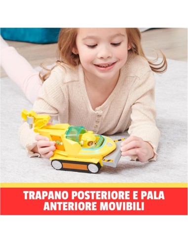 Paw Patrol, veicolo trasformabile Aqua Pups di Rubble, personaggio Rubble incluso, giochi per bambini 3 anni, avventure marine