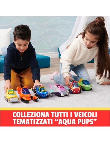 Paw Patrol, Veicolo Trasformabile Aqua Pups di Marshall con Personaggio incluso, Giochi per Bambini e Bambine, 3+ Anni