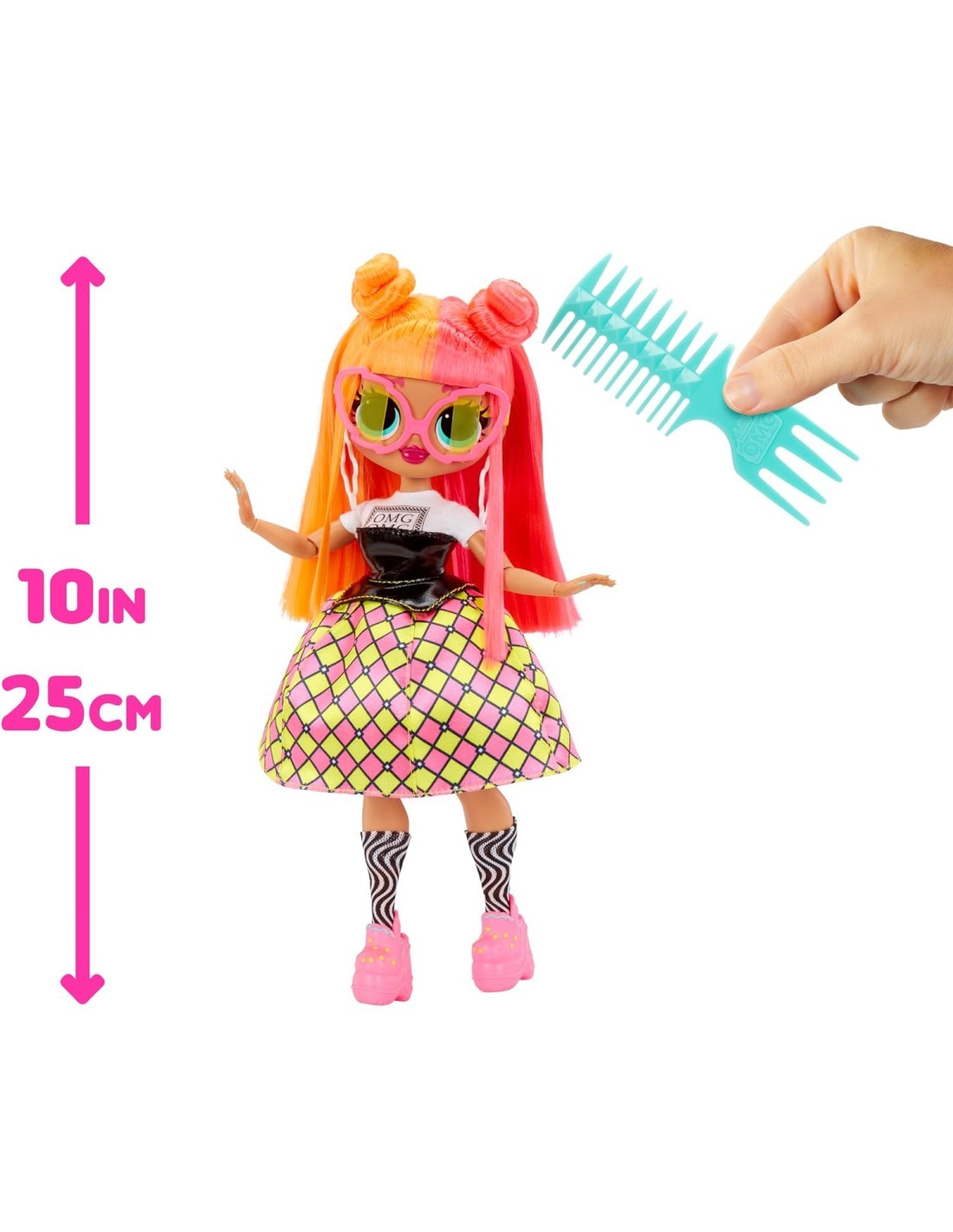 L.O.L. Surprise! Bambola OMG Fashion Neonlicious, con Abiti Trasformabili e Sorprese per Bambine