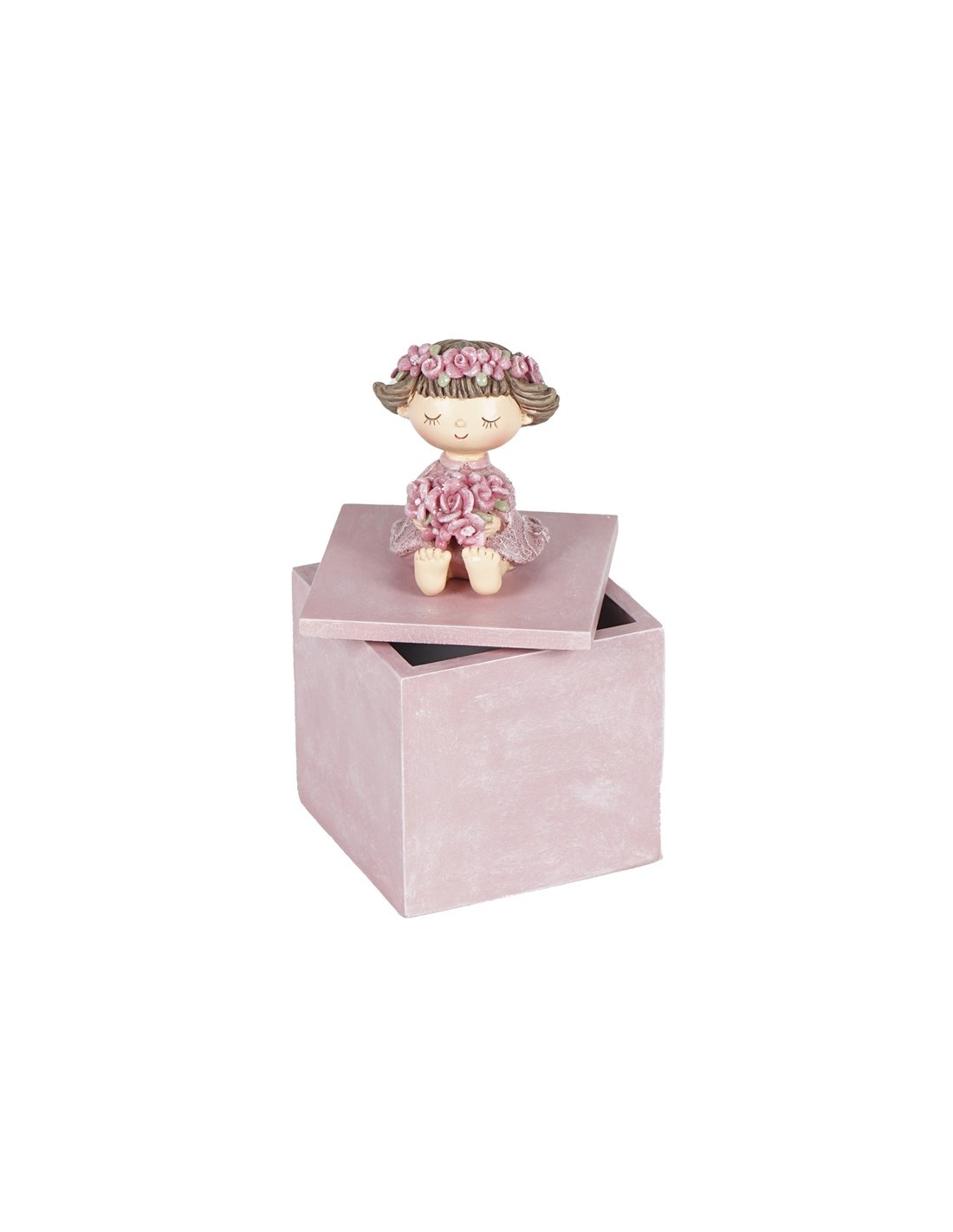 SCATOLA 137852 ROSA BAMBINA 8X8X15CM RESINA