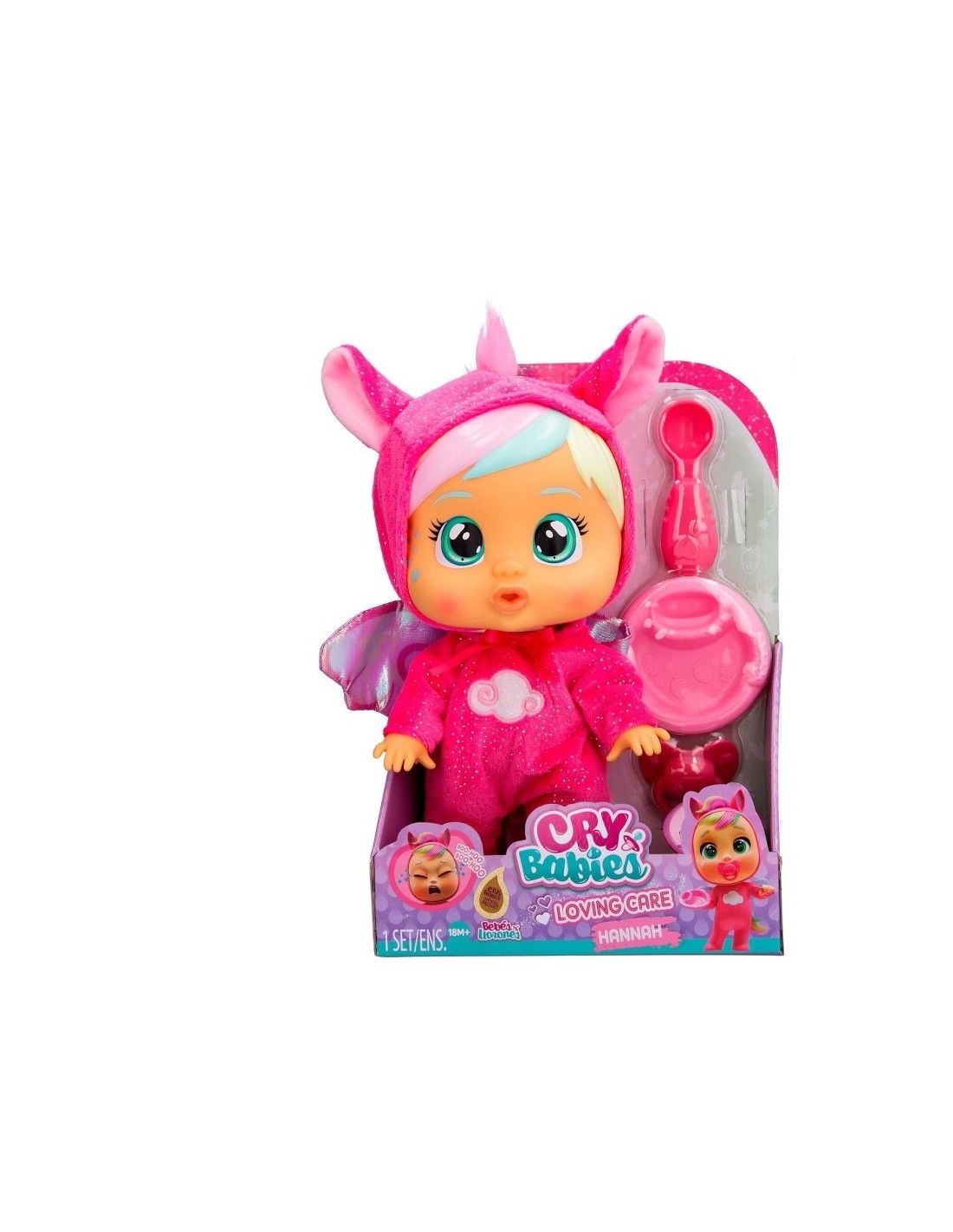 Cry Babies Loving Care Fantasy, Bambola Interattiva con Pigiama Intercambiabili, Giocattolo per Bambini dai 18 Mesi in Su