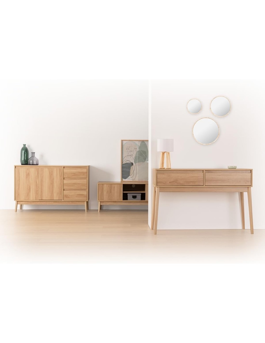 Credenza 5five Abana a 3 Cassetti – Effetto Rovere Naturale