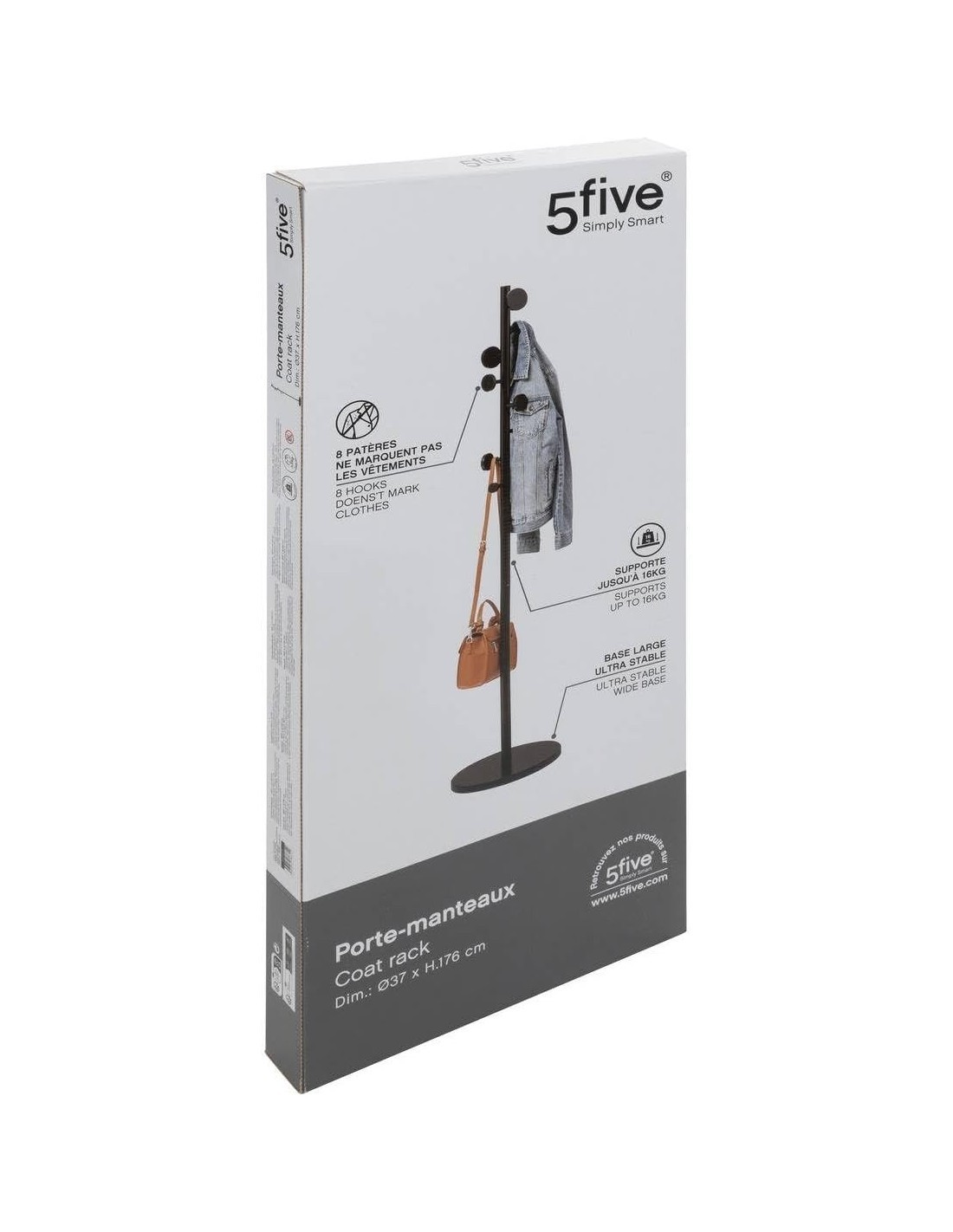 5five – Appendiabiti Guantoni Nero a 8 Ganci, H 176 cm