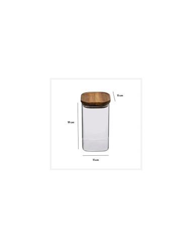 5five vaso in vetro con coperchio in acacia trasparente 1,3 L