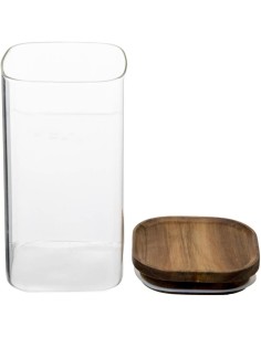 5five vaso in vetro con coperchio in acacia trasparente 1,3 L