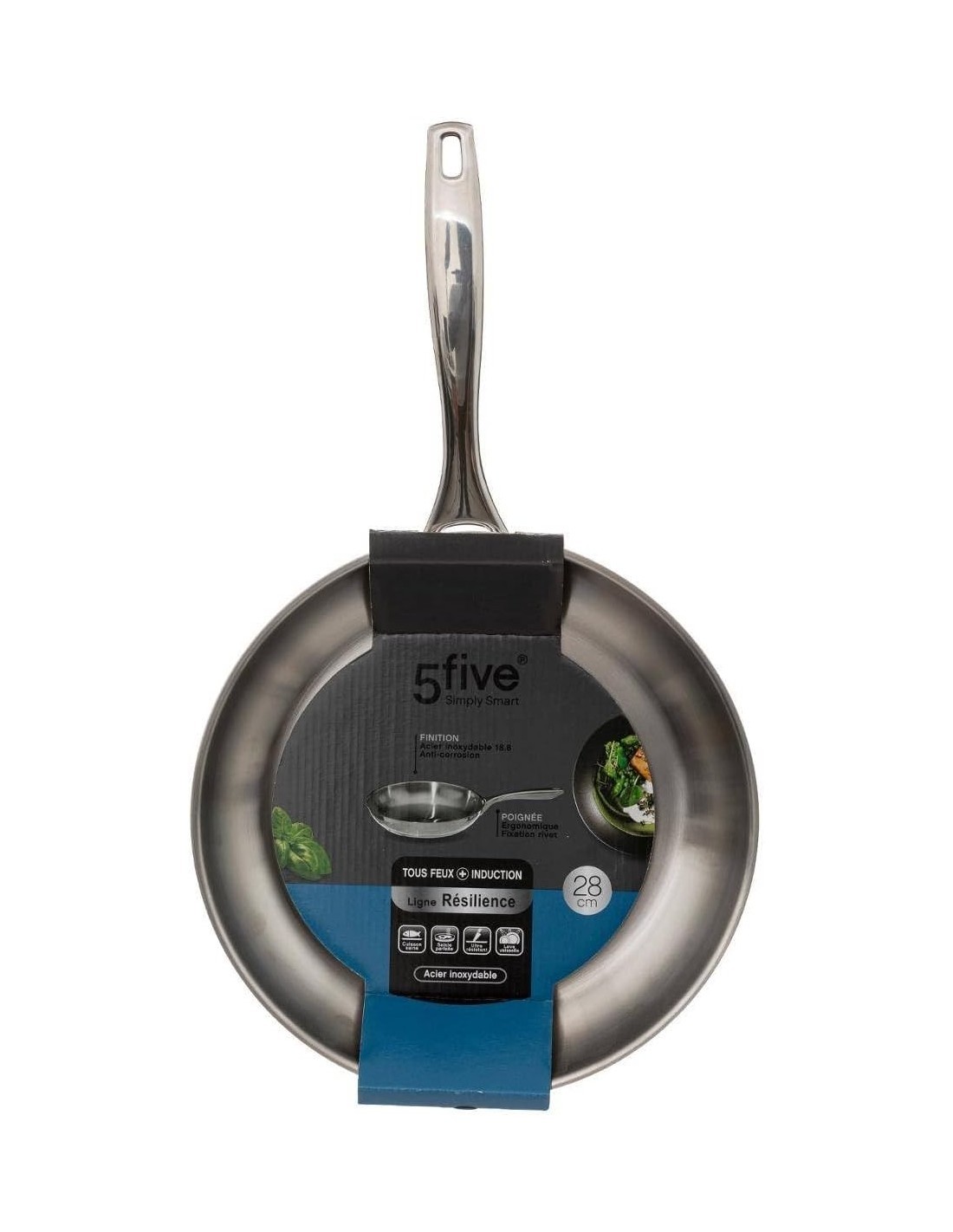 Padella in Acciaio Inox Resilience 28 cm, Acciaio 18/8, Adatta per Induzione, Padella Alta Qualità, Utensile da Cucina