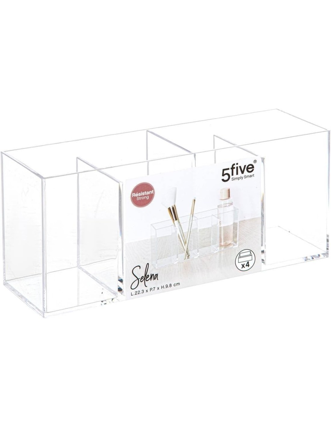 5five Organizer Selena 4 scomparti trasparente – Da tavolo
