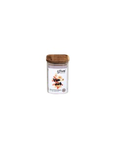 5five vaso in vetro con coperchio in acacia trasparente 1 L