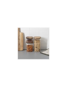 5five vaso in vetro con coperchio in acacia trasparente 1 L 2