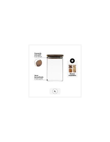 5five vaso in vetro con coperchio in acacia trasparente 1 L