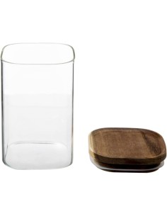 5five vaso in vetro con coperchio in acacia trasparente 1 L