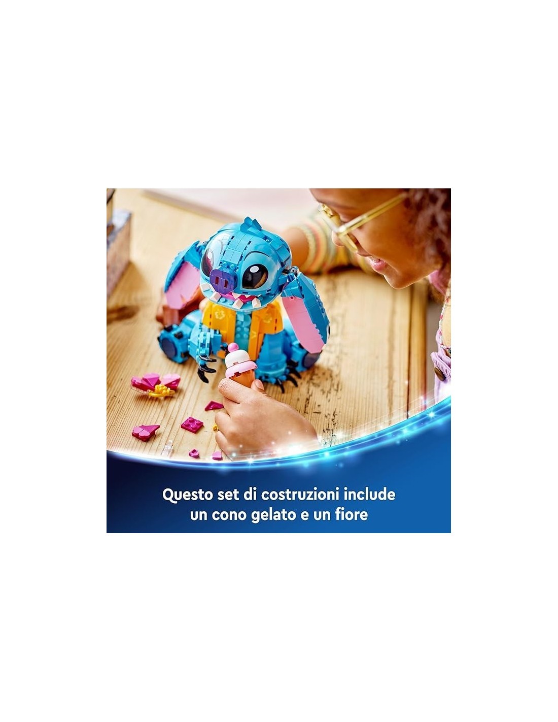 LEGO Disney Stitch 43249, Personaggio da Costruire, Parti Mobili, Camicia, Cono Gelato, Gioco per Bambini, Idea Regalo