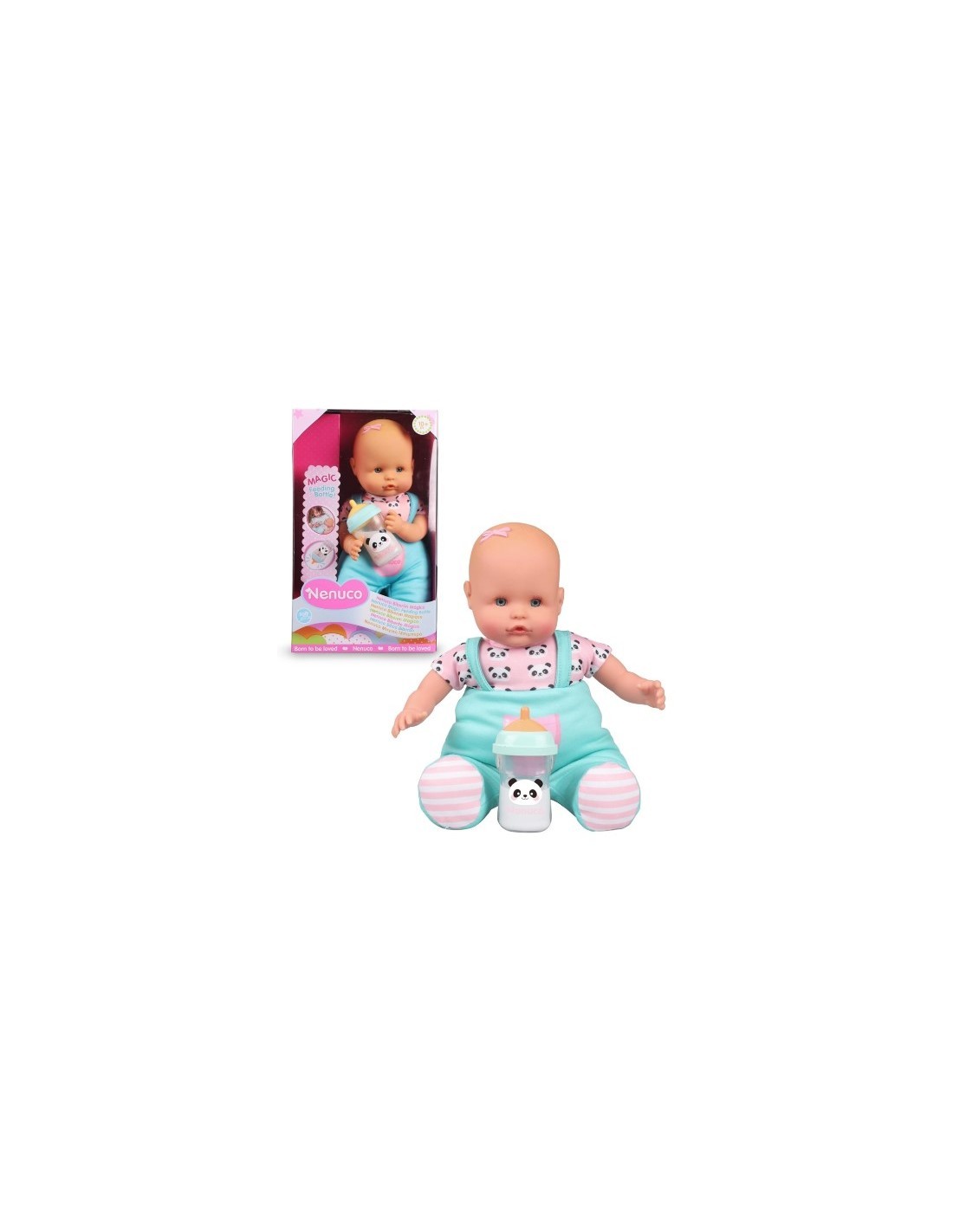 Nenuco Biberon Magico, Bambola Morbida, Biberon con Latte Magico, per Bambini 10+ Mesi, Famosa