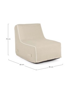 Chaise Longue Gonfiabile Rihanna, beige, tessuto idrorepellente, UV resistente, sfoderabile, per esterni, giardino, terrazza