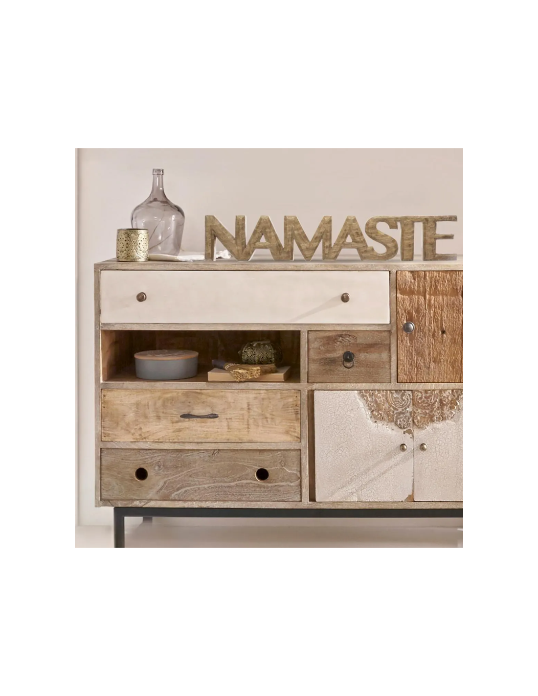 SCRITTA NAMASTE 169407 MANGO 54X10CM MARRONE