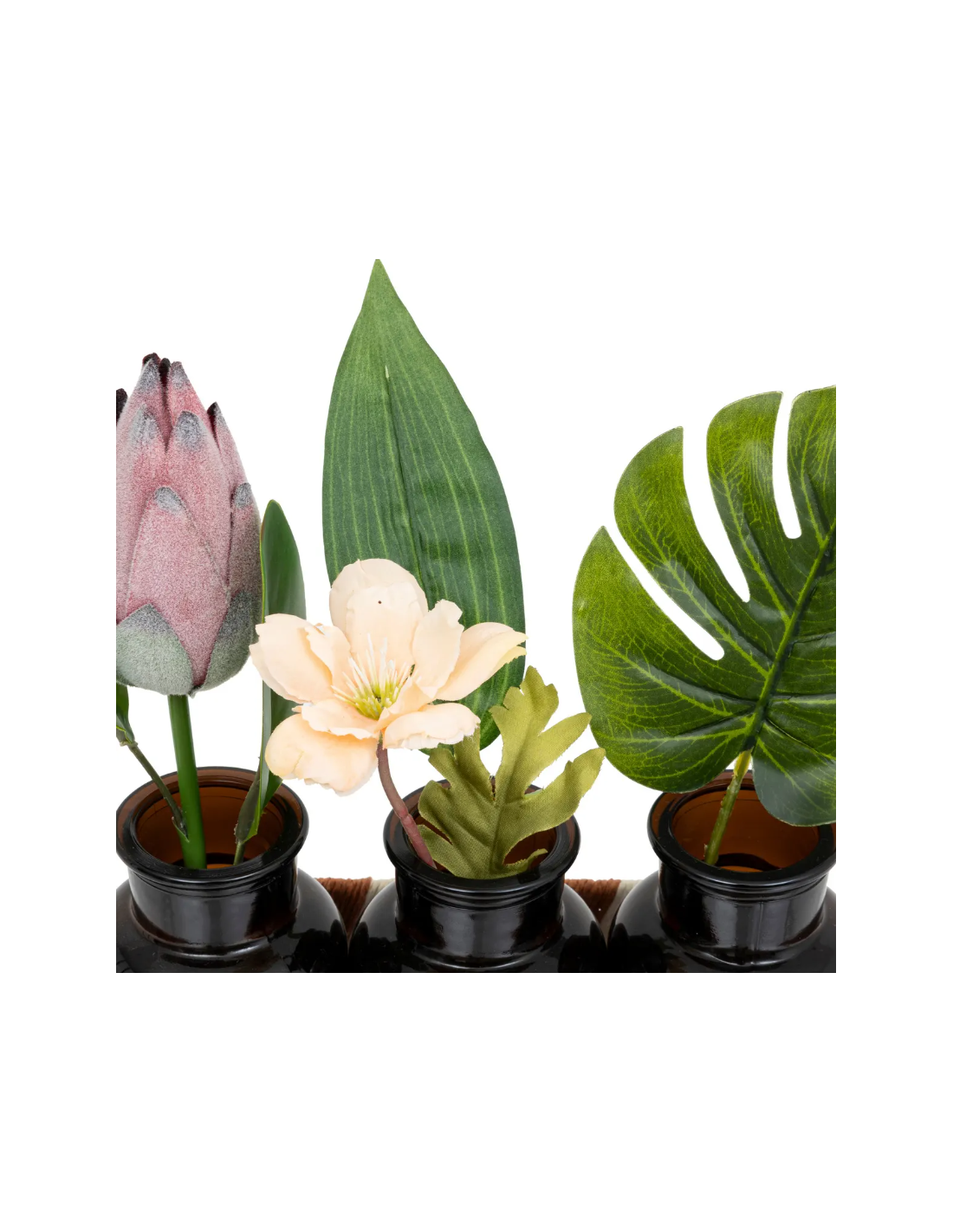 SET 3 VASETTI 198123 VETRO 22X26CM CON PIANTINE