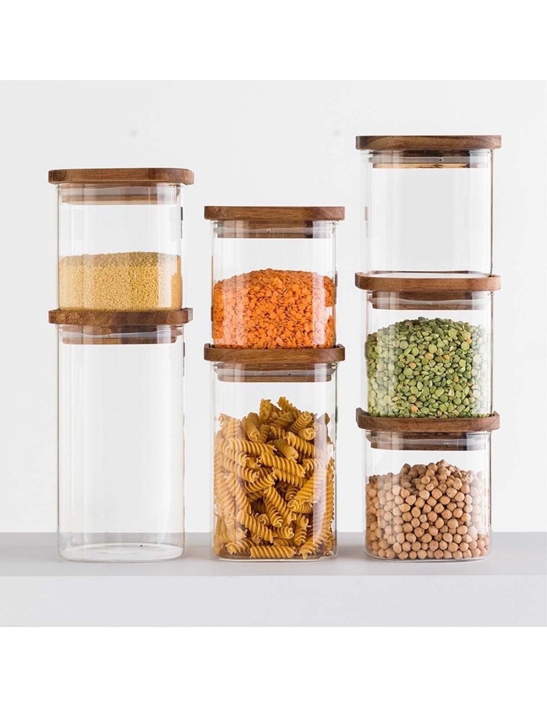 5five vaso in vetro con coperchio in acacia trasparente 0,6 L