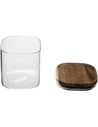 5five vaso in vetro con coperchio in acacia trasparente 0,6 L