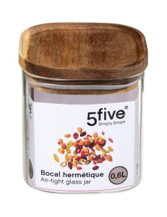 5five vaso in vetro con coperchio in acacia trasparente 0,6 L